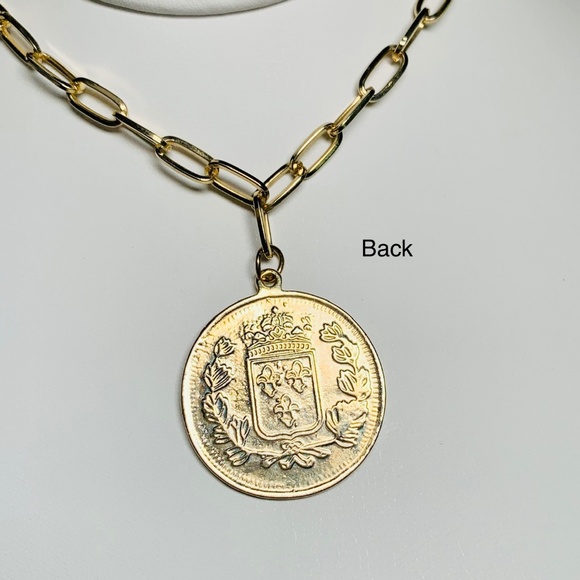 Republique Francaise, Vintage Coin Inspired Medallion, 20”-22” Paperclip chain - Picture 5 of 8